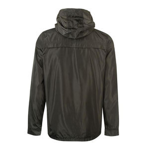 Chaqueta Parka con Capucha para Hombre, Color Verde Oliva, Cierre Blanco, Cuatro Bolsillos, Botones a Presión, Cordón Ajustable, Impermeable - Product Image 2