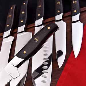 Ensemble de Couteaux de Cuisine Professionnels en Acier Inoxydable : Couteaux Kiritsuke, Chef, Santoku, Nariki, Désosseur, Utilitaire et Éplucheur - Product Image 3
