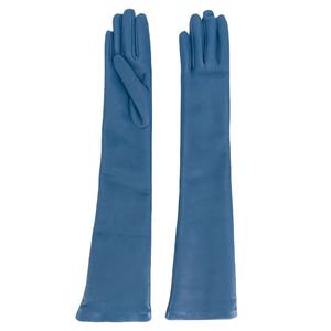 Gants longs bleus en PU ultra-brillants pour femme, style latex brillant, pour mode, performance, cosplay, soirée, effet mouillé, gants d'opéra à bras allongé - Product Image 1