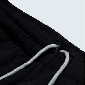 Pantalones Deportivos Negros para Hombre, Cintura Elástica con Cordón, Franja Lateral, Tejido Informal para Otoño - Product Image 4
