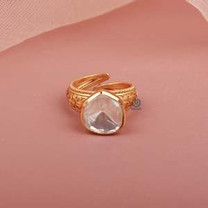 Kiya Designer Gold Plated Zircon Engagement Ring-Creative Statement Band - Product Image 1