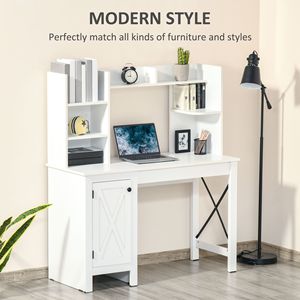Scrivania Moderna in MDF Bianco con Mobile Superiore per Ufficio Domestico - Postazione di Lavoro Durevole con Ampio Spazio di Archiviazione - Product Image 4