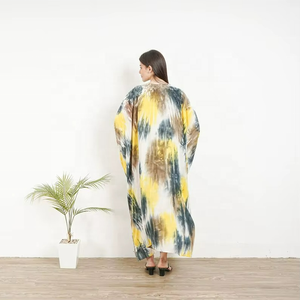 Kimono de mujer estilo bohemio tie-dye, el más vendido, cárdigan largo de verano con bolsillos delanteros abiertos, cintura natural, teñido liso, estilo dulce - Product Image 4