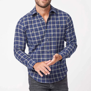 Camisa de Franela de Algodón para Hombre, de Alta Calidad, Venta al Por Mayor, Manga Larga, Diseño a Cuadros, con Botones y Bolsillo en el Pecho - Product Image 1
