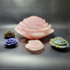 Sculpture à la main polie fleur de quartz rose grande figurine de guérison en cristal naturel Feng Shui cadeau décoratif artisanat en pierre semi-précieuse - Product Image 1