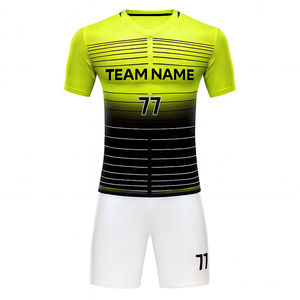 Camiseta de Fútbol para Hombre, Amarilla y Negra con Rayas Degradadas, Manga Corta, Cuello en V, Poliéster que Absorbe la Humedad, Ajustada, para Todas las Temporadas, Ropa Deportiva de Equipo - Product Image 1