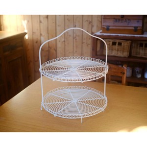 Support à gâteau en métal blanc à 2 étages, plateau de service rond réutilisable pour desserts - Product Image 2