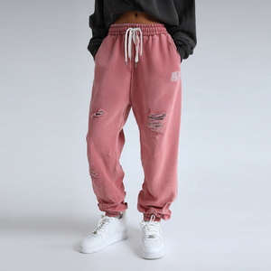 Pantalon de jogging épais et déchiré pour femme, style streetwear hiver, en molleton, idéal comme pantalon de pyjama - Product Image 1