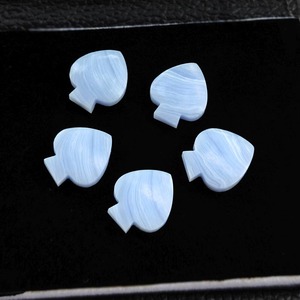 Blue Lace Agate Spade Shape Loose Gemstone 13x15 mm Polished Stone Hand Carved DIY for Jewelry Making Accessories - Product Image 1