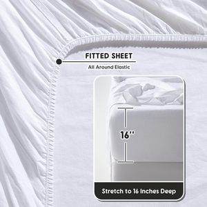 For Hotel 100% Linen Woven Modern Grade 4-Piece Bed <b>Sheet</b> Set <b>White</b> 100TC Solid Pattern Eco-Friendly All-Season Custom Logo - Product Image 5