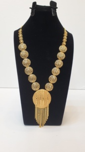 24K Gold Plated Women's Ethnic Tassel Necklace and Earring Set for Wedding Party Jewelry Sets - Product Image 2