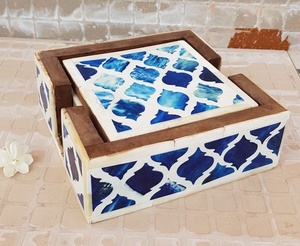 Artizon Studio Handcrafted Stylish Wood Square Polished Drink Coasters Bone Inlay Customized Color Durable Home Hotel Restaurant - Product Image 2