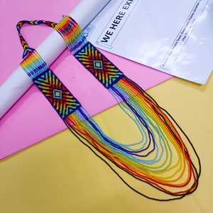 สร้อยคอประดับมุกเทียมทำมือ ลายดอกไม้และเรขาคณิต สีฟ้าเขียว สไตล์ชาติพันธุ์ เหมาะสำหรับเป็นของขวัญสำหรับผู้หญิง - Product Image 6