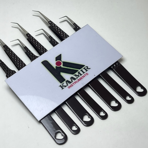 Juego de Pinzas de Alta Precisión con Punta de Fibra para Extensión de Pestañas Marrones, Cierre Perfecto a 90 Grados, Herramientas de Aislamiento Recto para Mega Volumen - Product Image 1