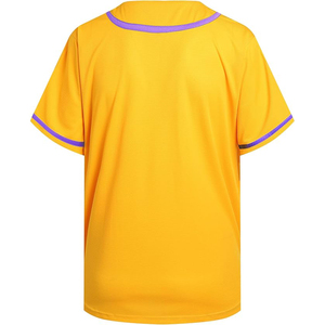 Camiseta de béisbol sublimada personalizada dorada para mujer, camiseta de softbol de manga corta con cuello en V y botones, uniforme deportivo - Product Image 2