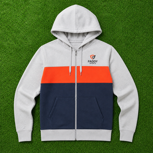 Custom Men's Color Block Full <b>Zip</b> Hoodie Fleece Cotton Casual Sportswear Sweatshirt Outdoor Gym Training Zipper Jacket - Product Image 2