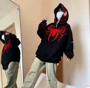 Sudadera con Capucha y Cremallera de Manga Larga con Estampado de Telaraña de Spider-Man, Máscara 3D, Unisex, Casual, Invierno, con Bolsillo, 100% Algodón Transpirable, Servicio OEM, 350g - Product Image 3