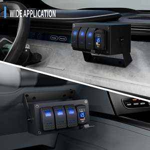 Caja de interruptores basculantes de 3 posiciones con cargador USB dual PD QC 3.0 y voltímetro para uso en automóvil - Product Image 1