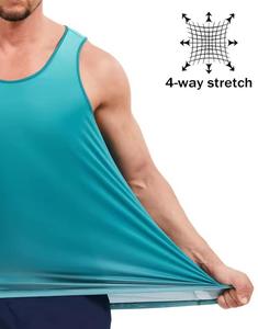 Débardeur sans manches pour homme, écologique, lavé, col rond, couleur unie, tricoté, 100 % polyester, séchage rapide, coupe sportive, vert sarcelle - Product Image 2