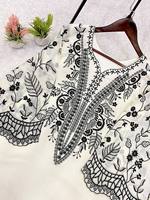 Ensemble 3 pièces Antra Lifestyle blanc et noir pour femme, coupe ample, kurta droite, palazzo, tenue de fête indienne et pakistanaise en coton lawn