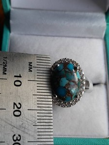 Anillo de Plata de Ley con Turquesa, Joyería Artesanal con Piedras Preciosas, Diseño Elegante para Mujer, Venta al Por Mayor para Exportación - Product Image 6