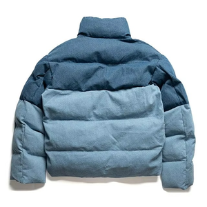 Veste matelassée en jean bicolore pour homme, col montant, style streetwear, pour l'hiver - Product Image 2