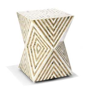 Handmade Mosaic Hourglass Side Table <b>Stools</b> Mother of Pearl Chevron Geometric Inlaid Coffee <b>Stool</b> Living Room Furniture - Product Image 1