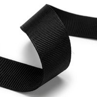 Ruban gros-grain noir 12 mm 100 % polyester infroissable, rouleau de 50 m, tissé, vente en gros, emballage cadeau, nœuds pour cheveux, couture, artisanat