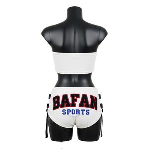 ชุดบิกินี่ผู้หญิงผ้าฝ้ายผสมโพลีเอสเตอร์เกรดพรีเมียม สีขาวดำ ปักลายเชนีล พร้อมปักโลโก้ตามสั่ง - Product Image 2