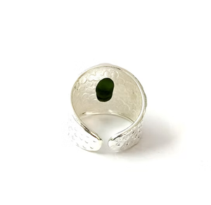 Custom 925 Sterling <b>Silver</b> Green Onyx Signet <b>Ring</b> | Textured Wide Band Hypoallergenic <b>Men</b> Women Jewelry - Product Image 4