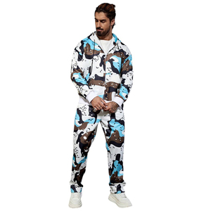 Ensemble sweat à capuche zippé et pantalon de survêtement pour homme, personnalisé, nouvelle tendance, très demandé, durable, style streetwear, imprimé, avec poches. - Product Image 1
