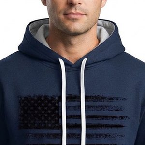 Sweat-shirt à capuche bleu marine pour homme, personnalisé avec logo, imprimé drapeau américain, poche avant, coupe classique, décontracté, pour l'automne, vente en gros - Product Image 5