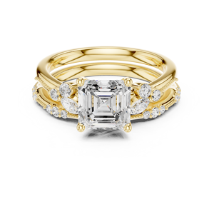 แหวนคู่รักคลาสสิก ทองคำแท้ 14k 2 กะรัต ทรง Asscher เพชร E VS1 เพชรเลี้ยงในห้องปฏิบัติการ ใบรับรอง IGI แหวนหมั้นและแต่งงานสำหรับผู้หญิง - Product Image 1