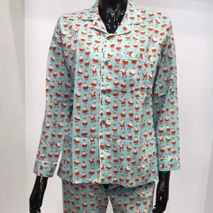 Conjunto de pijama de algodón para mujer con estampado de Papá Noel, transpirable, para estar en casa, moderno, de dos piezas, colección de moda para dormir, ODM - Product Image 1