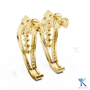 ต่างหูเพชรทรงกลมแบบเปิดครึ่งวงกลม ฝังเพชรแบบปาเว่ ทองคำแท้ 14K/18K  งานฝังเพชรแบบ CVD HPHT เพชรเพาะเลี้ยงในห้องปฏิบัติการ  เครื่องประดับหรูหราสำหรับงานแต่งงานสำหรับผู้หญิง - Product Image 2