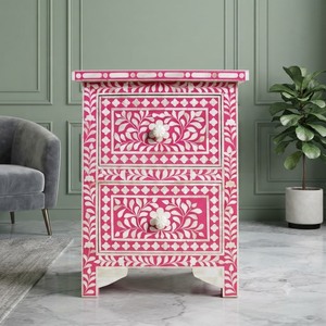 Natural Craft Handmade Resin Bone Inlay Pink Floral Cabinet Rectangle Home Decoration Mosaic Craft Living Room - Product Image 6