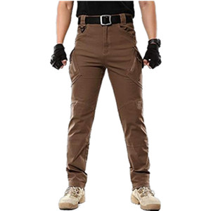 Pantalon cargo décontracté pour homme avec poches, taille élastique, tissu polyester/coton - Product Image 6