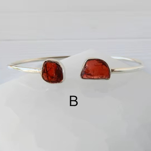Garnet <b>Bracelet</b> Sterling <b>Silver</b> Red Garnet Crystal <b>Bangle</b> Elegant Gemstone Jewelry Adjustable <b>Bracelet</b> Gift For Her - Product Image 1
