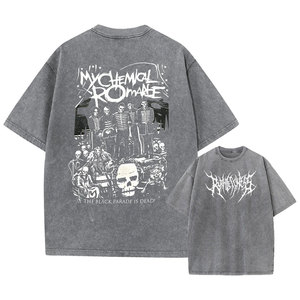 Men's Punk Emo Rock Acid Wash 100% Cotton Oversized <b>Gothic</b> <b>T</b>-<b>Shirt</b> Regular Sleeve Unisex Trend - Product Image 1