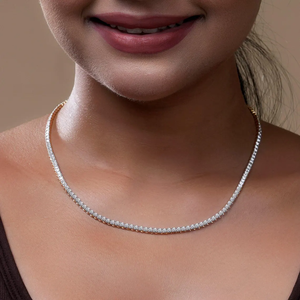 Collar de tenis minimalista con diamantes cultivados en laboratorio de corte brillante redondo, plata de ley 925, oro macizo de 14K, joyería fina para bodas y novias - Product Image 6