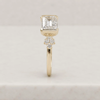Bague en diamant taille émeraude pour femme, or jaune, bijoux de luxe pour fiançailles, diamants blancs cultivés en laboratoire certifiés IGI