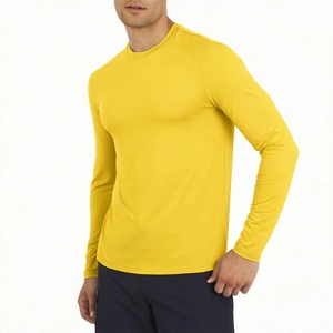 <b>Men</b> Yellow Compression Shirt Long Sleeve Athletic Gym Fitness Workout Running Top Quick Dry Sportswear - Product Image 1