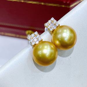 Pendientes de Plata de Ley con Cuentas de Oro Natural Gruesas de 12-13 mm, Estilo Lujoso y Moderno, Estándar 925 - Product Image 3