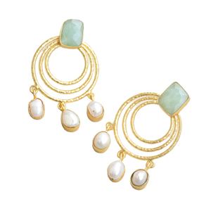 Aretes de Aro de Latón al por Mayor, Perla Natural, Joyería de Piedras Preciosas Auténticas, Latón Chapado en Rodio, Hipoalergénico, Uso Seguro, Premium B2B - Product Image 2