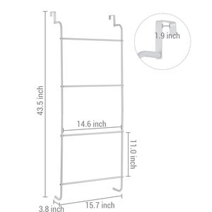 Toallero de 4 barras blanco favorito de MyGift durante mucho tiempo, organizador que ahorra espacio para el hogar y la Oficina - Product Image 2