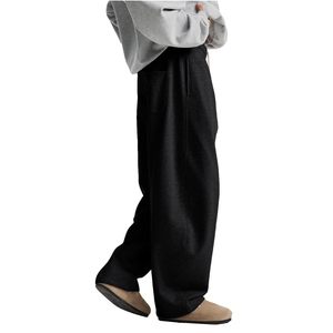 Men's Black Cotton Sweatpants Drawstring <b>Waist</b> Casual Pant with Side Pockets Midweight Knitted Autumn Winter Wear Baggy <b>Trousers</b> - Product Image 6