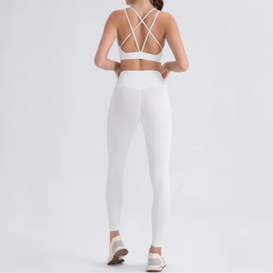 Soutien-gorge de sport sans couture pour femme, dos croisé, couleur unie, maintien moyen, haut de yoga - Product Image 4