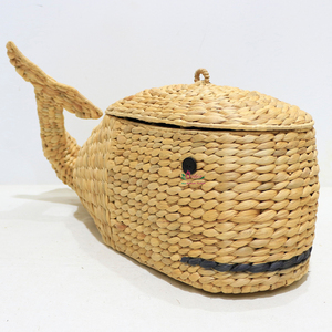 Eco-Friendly Water Hyacinth Cute Animal Shaped Multifunction <b>Storage</b> <b>Basket</b> with Lid for <b>Toy</b> <b>Storage</b> - Product Image 6