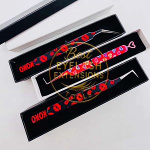 Nouveau papier de la Saint-Valentin avec revêtement coloré et découpe en forme de cœur 90 °   Pince à épiler à pointe en fibre pour extensions de cils fines, courbées et isolées - Product Image 5