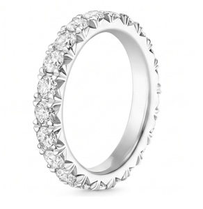 Bague d'éternité en diamant, taille brillant rond, bijoux fins classiques, bague de fiançailles - Product Image 2